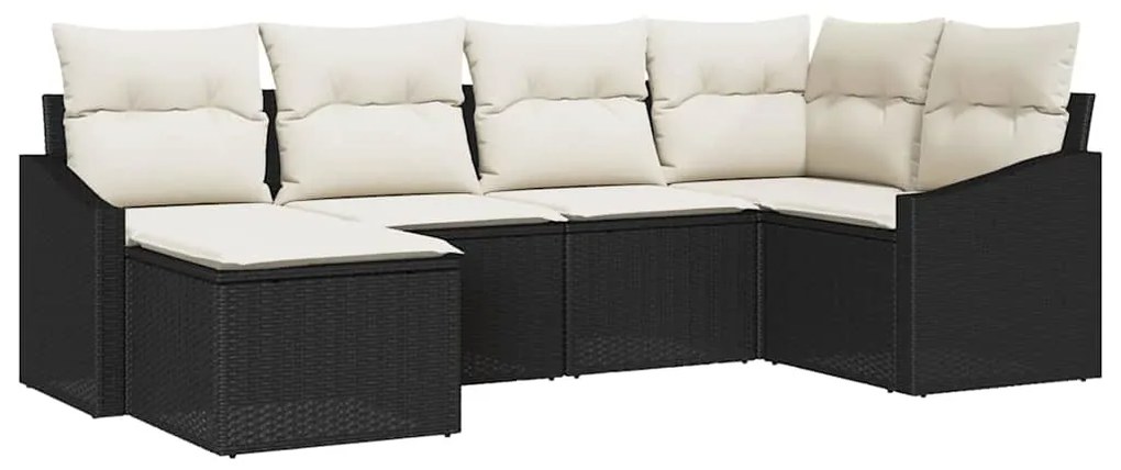 Conjunto de Sofá de Jardim com 6 Peças e Almofadas Pretas em Rattan Si