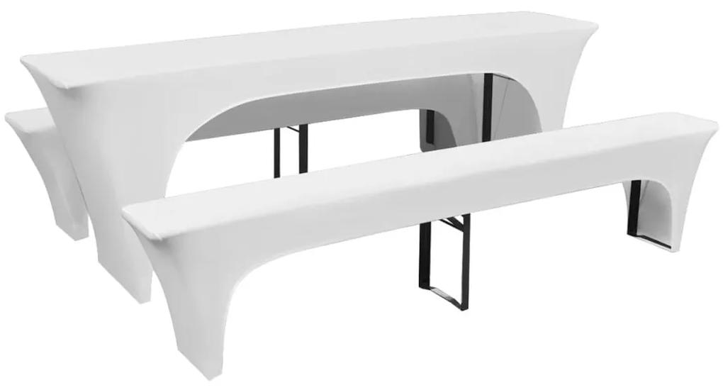 130792 vidaXL Conjunto 3 capas para mesa e bancos de bar, branco 220 x 50 x 80 cm