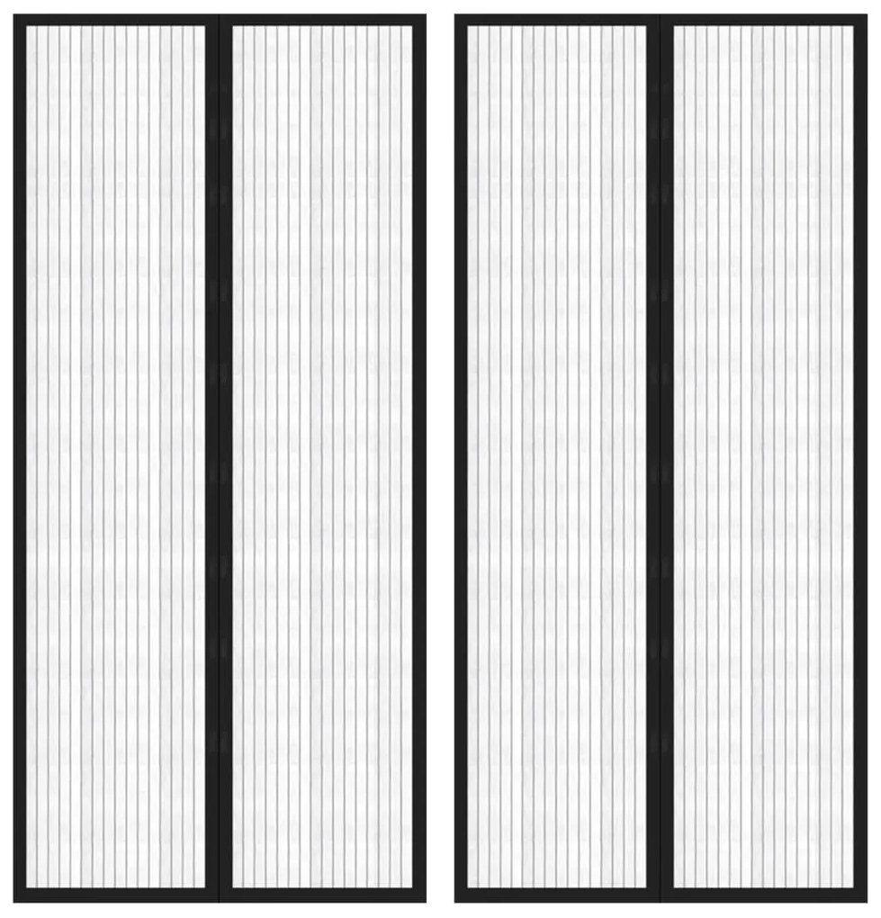 Cortinas de porta anti-insetos magnéticas 2 pcs 210x90cm preto