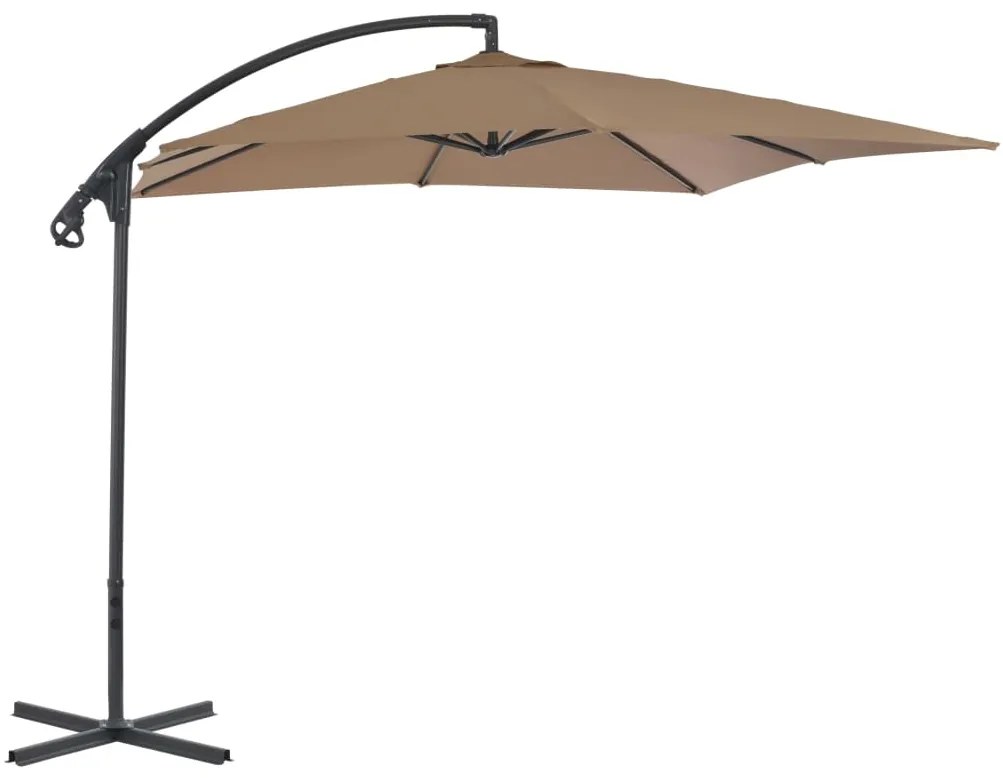 Guarda-sol cantilever com poste de aço cinzento-acastanhado