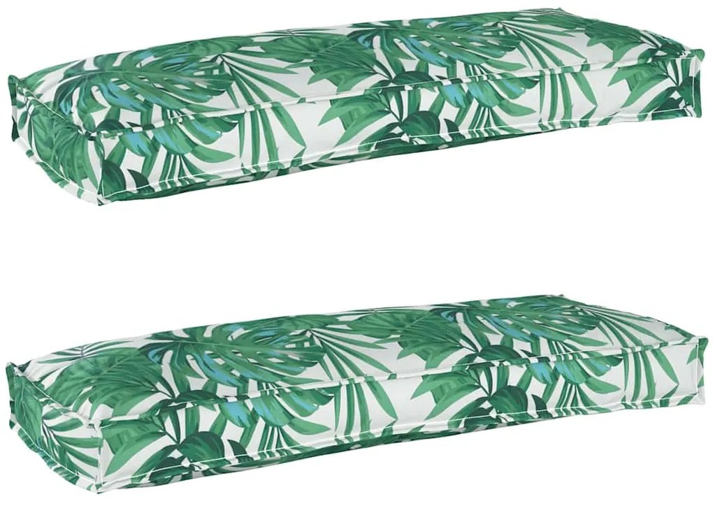 Almofadas para Pallet para Banco 2 pcs Padrão de Folha 100x40x8 cm Tec