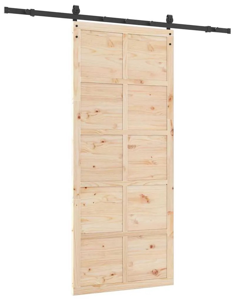 Porta Deslizante Castanho 100 x 208 cm Madeira de pinho maciça