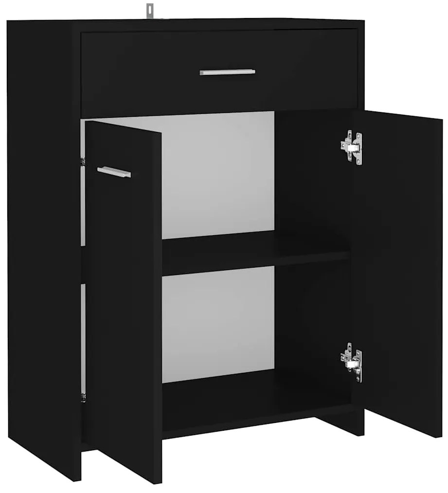 Armário de casa de banho 60x33x80 cm contraplacado preto