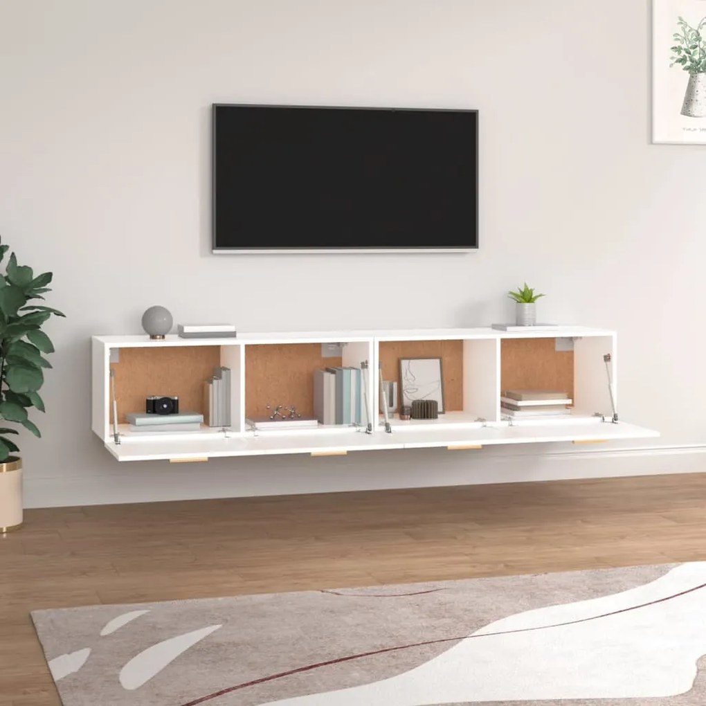 Armários parede 2pcs 100x36,5x35 cm derivados de madeira branco