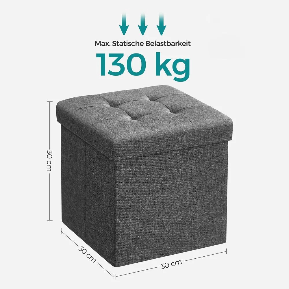 Banco com espaço de arrumação 30 x 30 x 30 cm Cinzento escuro