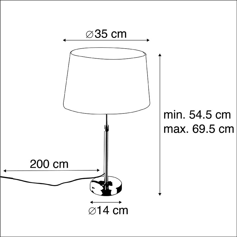 Candeeiro de mesa dourado/latão com abajur em linho cinzento 35 cm - Parte Country / Rústico