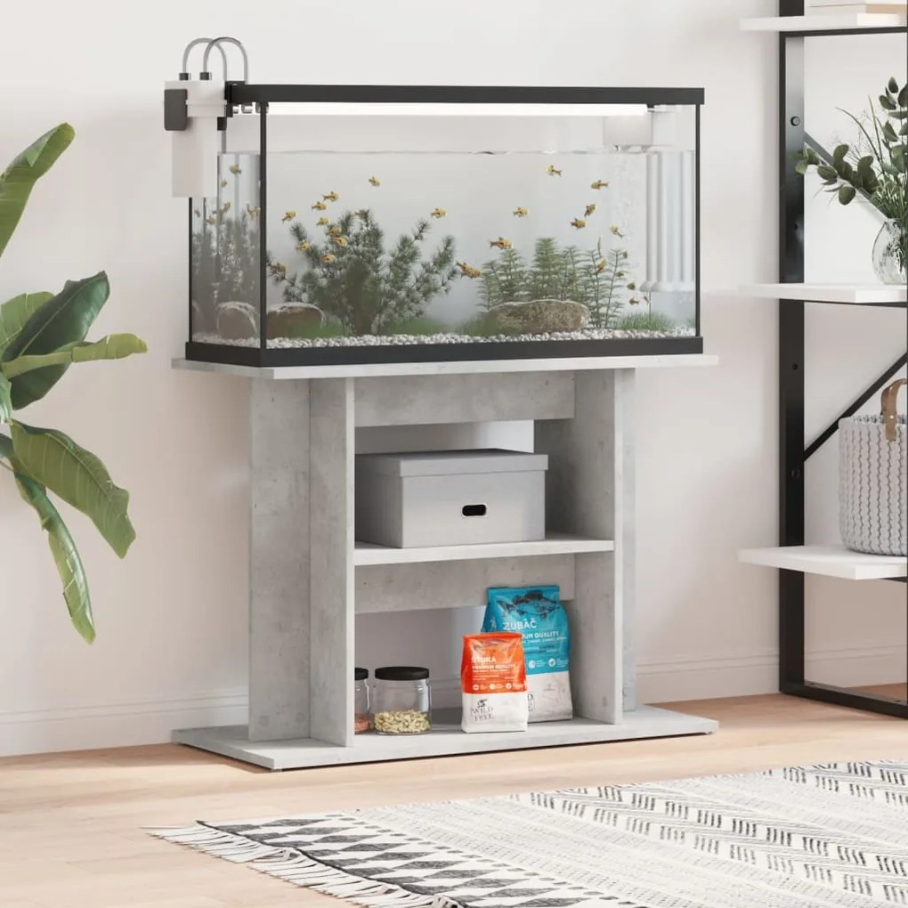 833579 vidaXL Suporte de aquário 80x35x60 cm deriv. madeira cinzento cimento
