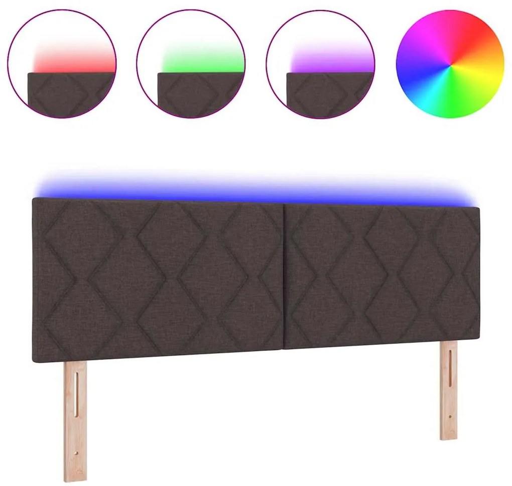 Cabeceira LED vidaXL Design Com Blocos De Diamante Marrom Escuro 160 c