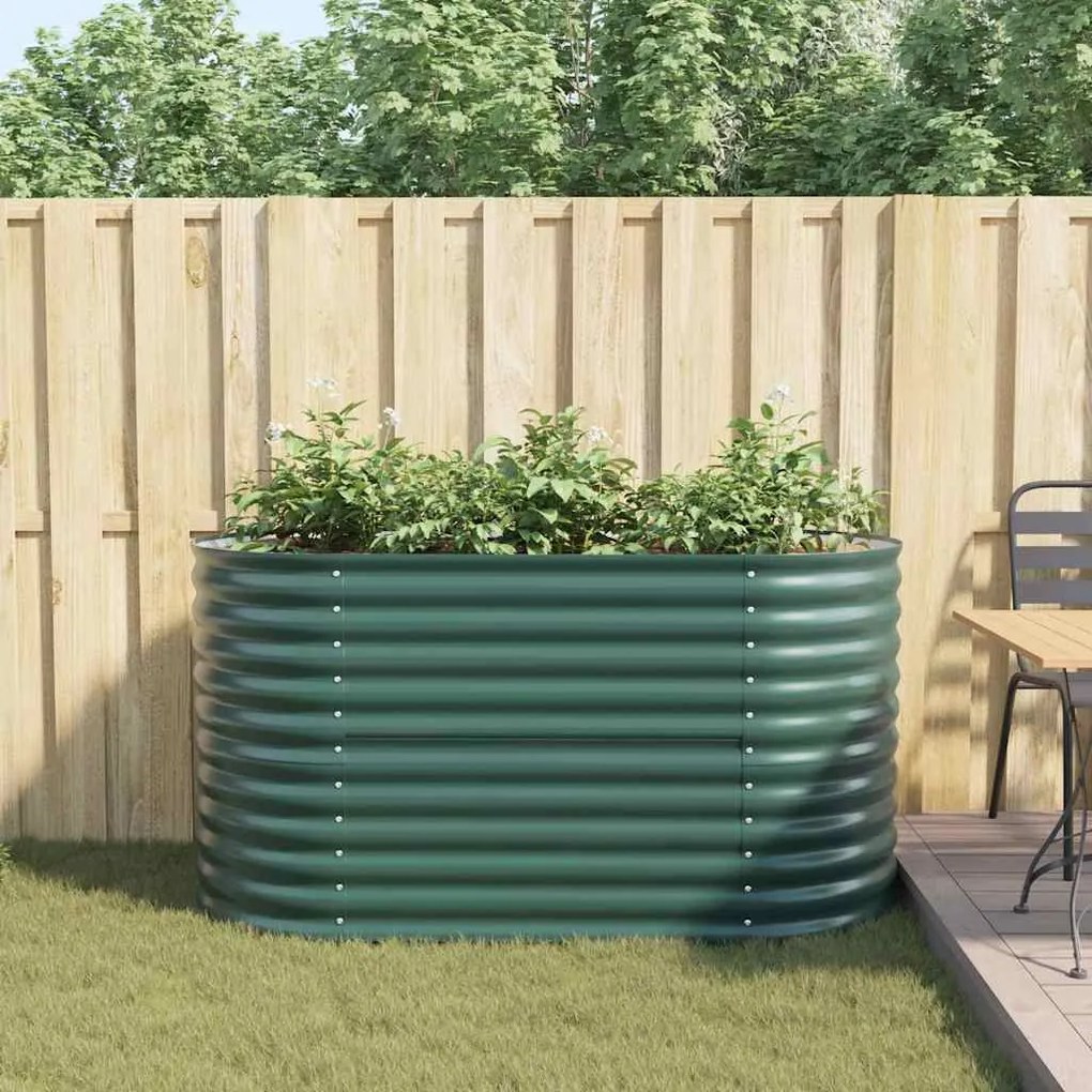 Canteiro de Jardim Verde vidaXL 160x80x81 cm em Aço Galvanizado
