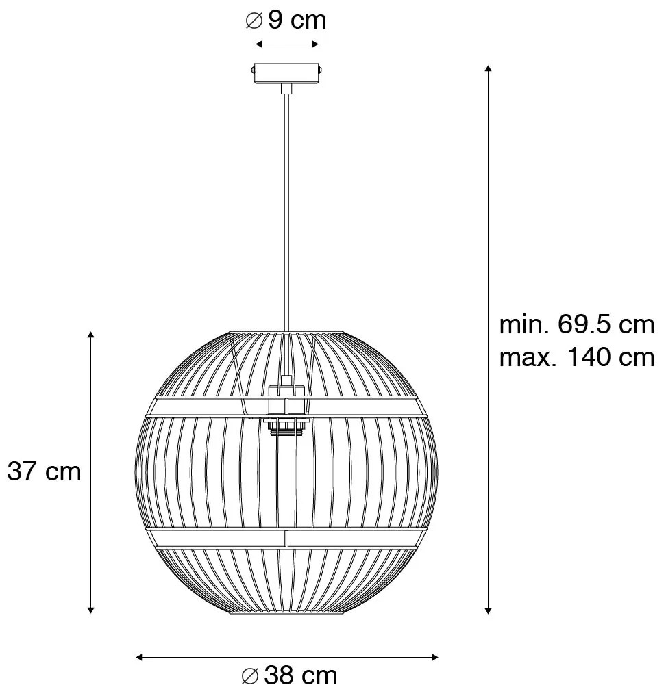 Candeeiro de suspensão moderno preto 38 cm - Sphaera Moderno