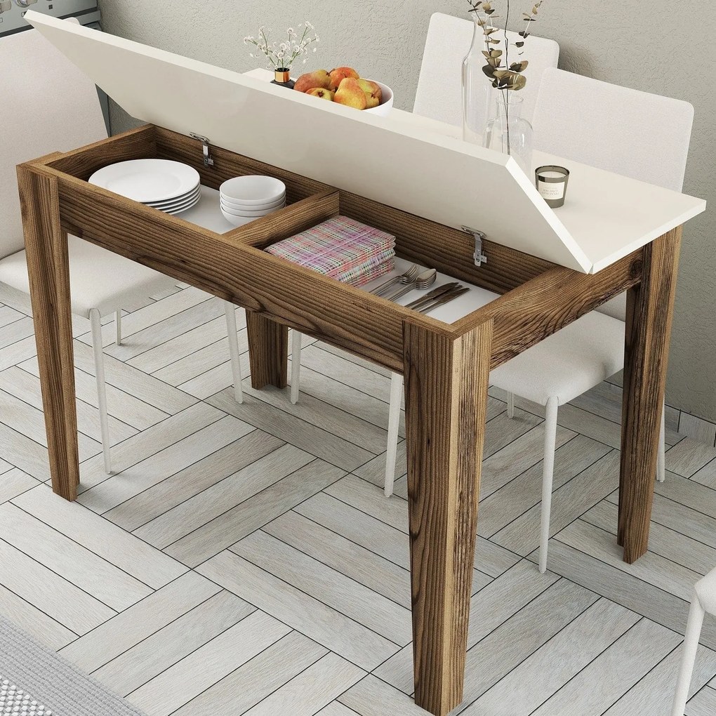 Mesa de Cozinha Kiev – Nogueira e Creme – 110x75x72 cm