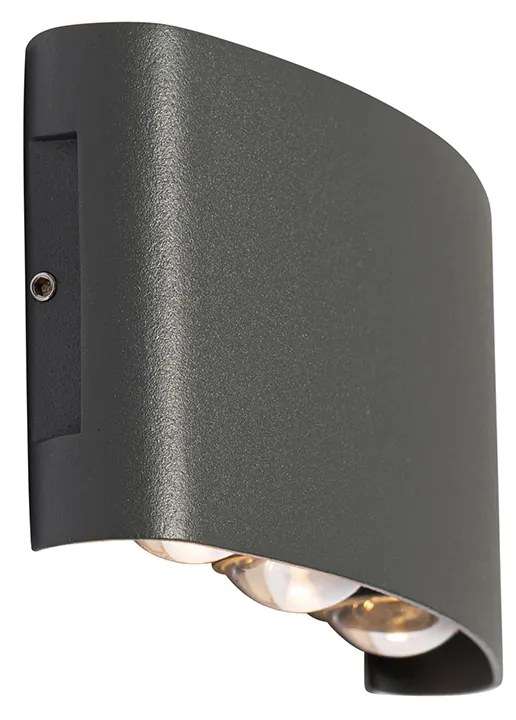 Candeeiro de parede exterior cinzento escuro com LED 6 luzes IP54 - Silly