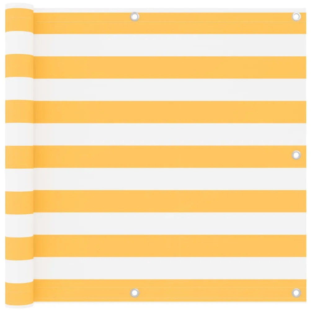 vidaXL Tela de varanda 90x300 cm tecido Oxford branco e amarelo