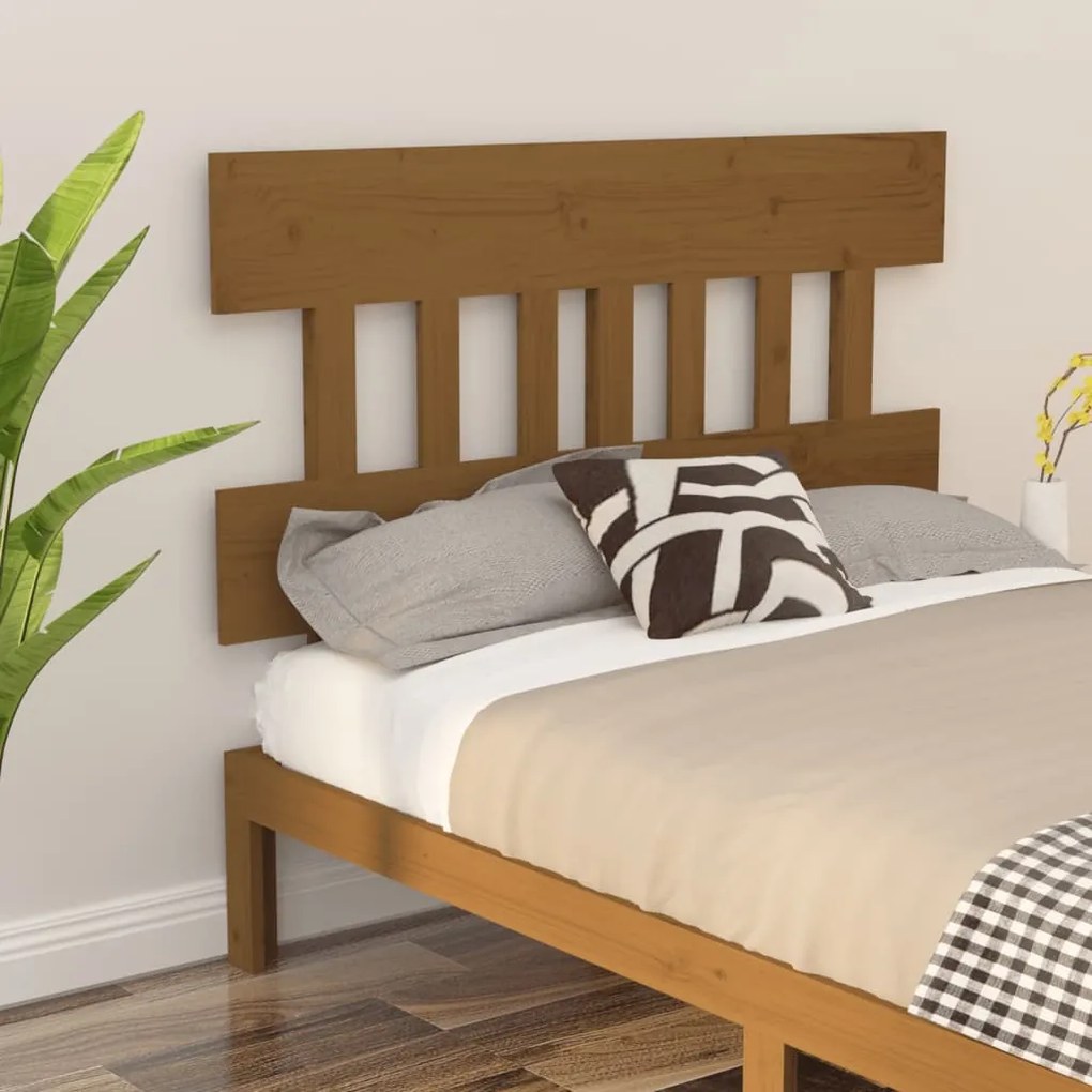 vidaXL Cabeceira de cama 138,5x3x81 cm pinho maciço castanho mel