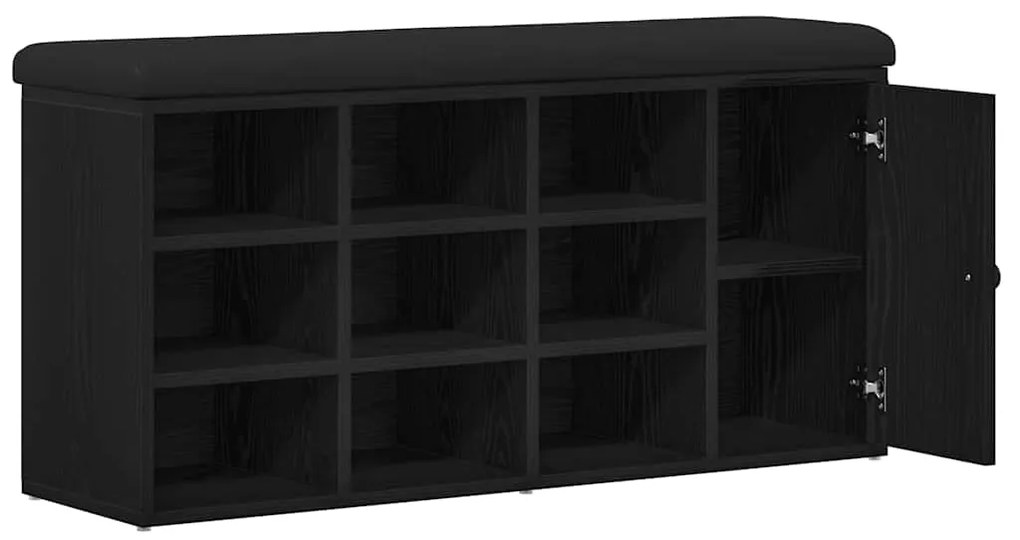 Banco de Armazenamento vidaXL Preto Carvalho 100x30x48 cm Madeira Reve