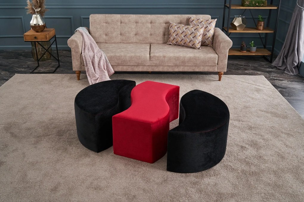 Pouffe Alya Puf – Black Red – 120 cm x 40 cm x 80 cm