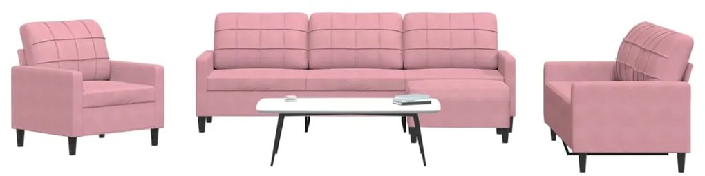 4 pcs conjunto de sofás com almofadões veludo rosa