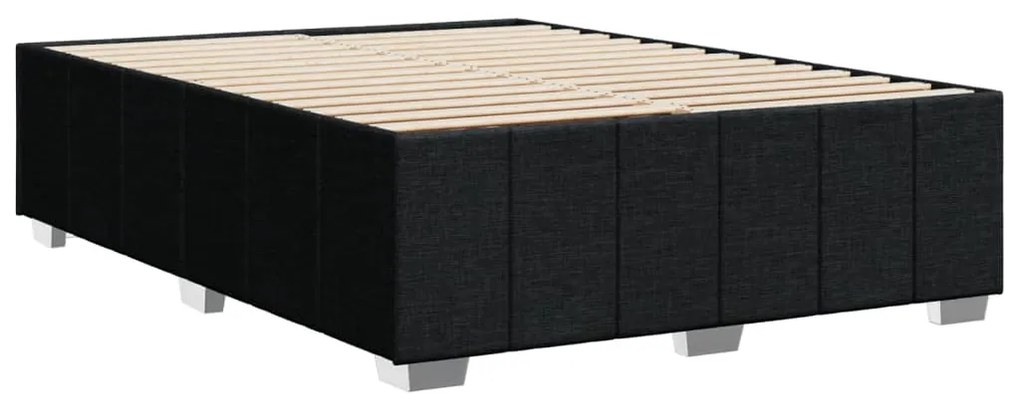 Estrutura de cama sem colchão 140x190 cm tecido preto