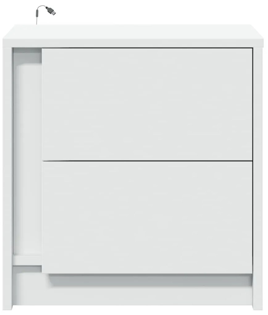 Mesa de cabeceira com luzes LED derivados de madeira branco
