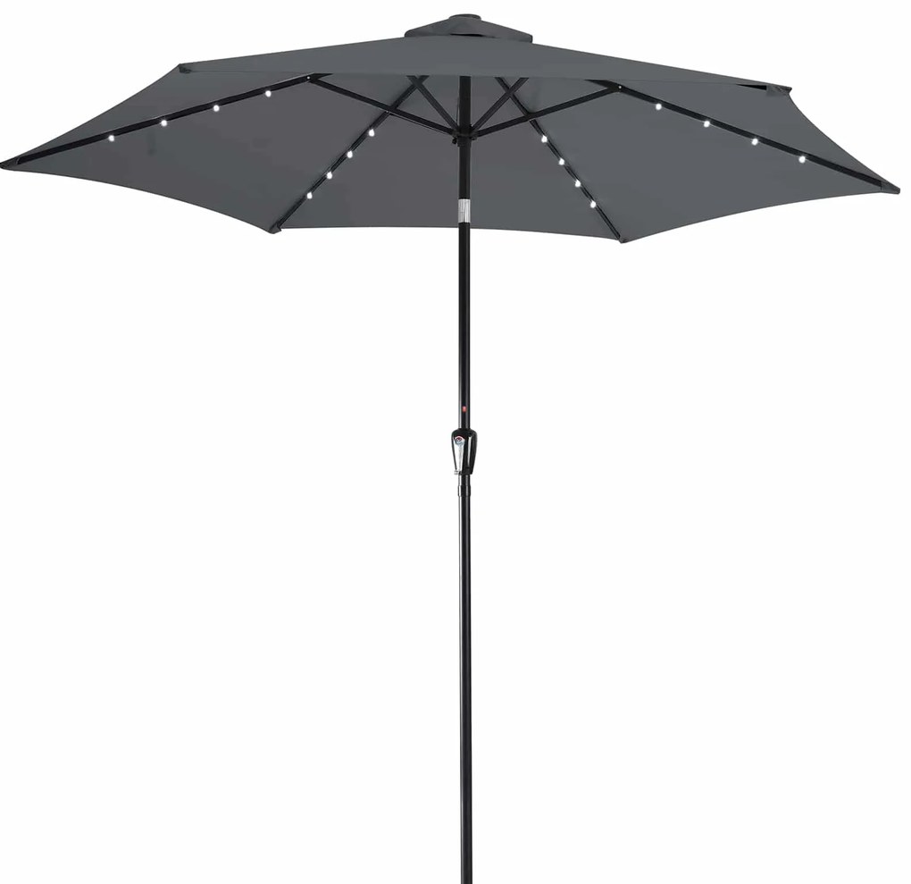 Guarda-sol LED Florida com proteção UV 80+ Ø300 x 250 cm Antracite