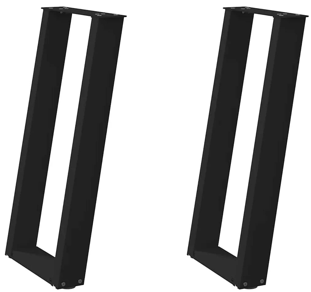 Pés de mesa de console em forma de U, 2 peças, preto, 28x(72-73) cm, a
