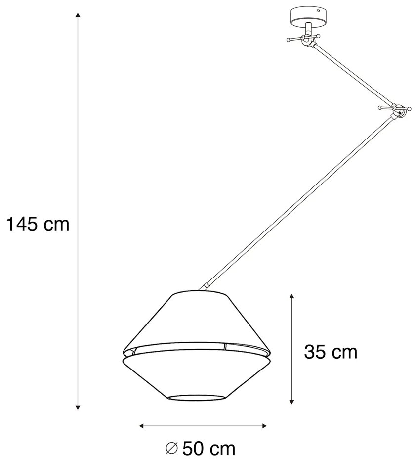 Candeeiro Pendente Preto com Abajur Duplo em Veludo Verde e Interior Dourado - Blitz