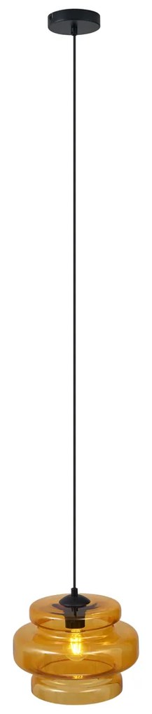 Candeeiro suspenso retro preto com vidro laranja - Denise