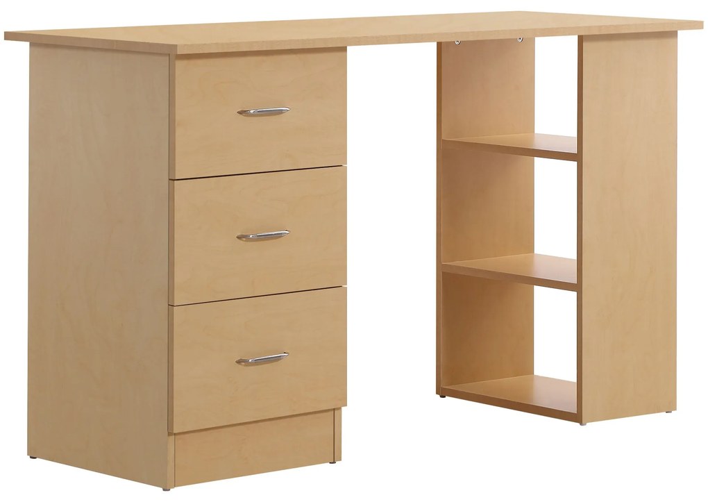 Mesa de computador de mesa para casa Escritório 3 gavetas 3 prateleira