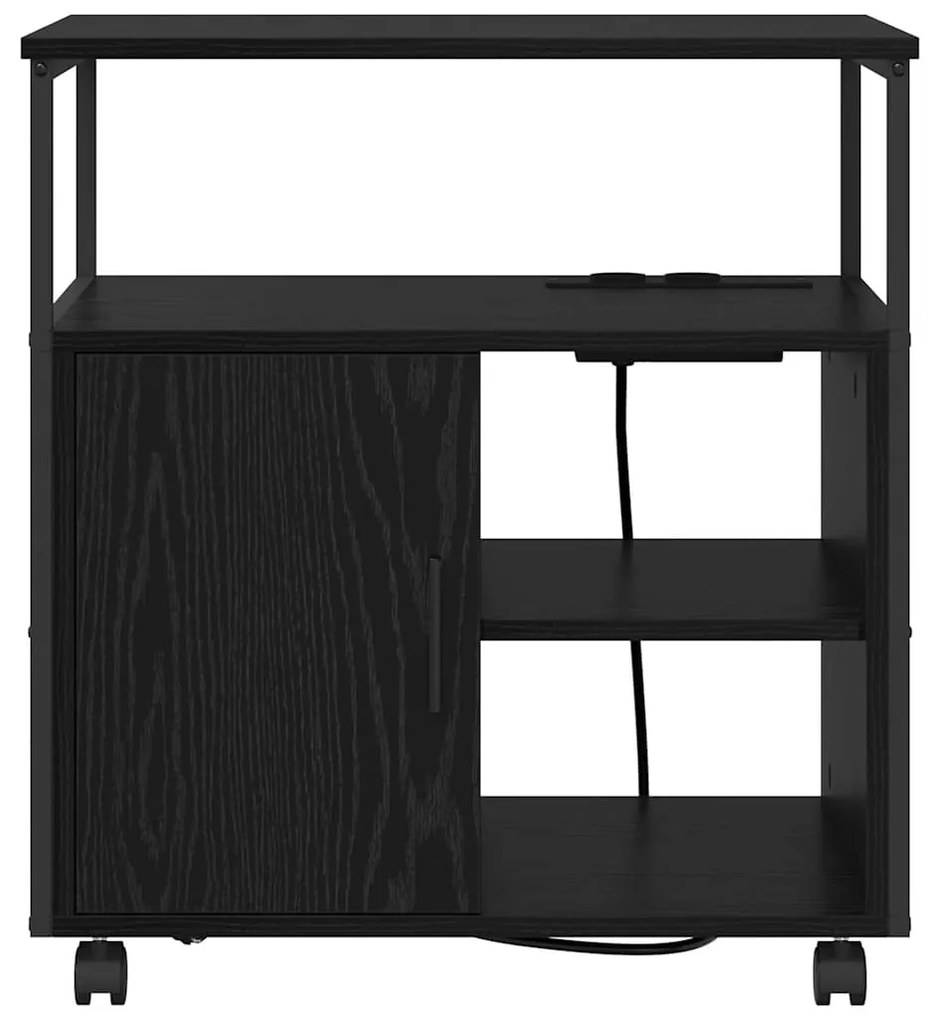 Armário de Escritório com roda Carvalho preto 60 x 46 x 67 cm