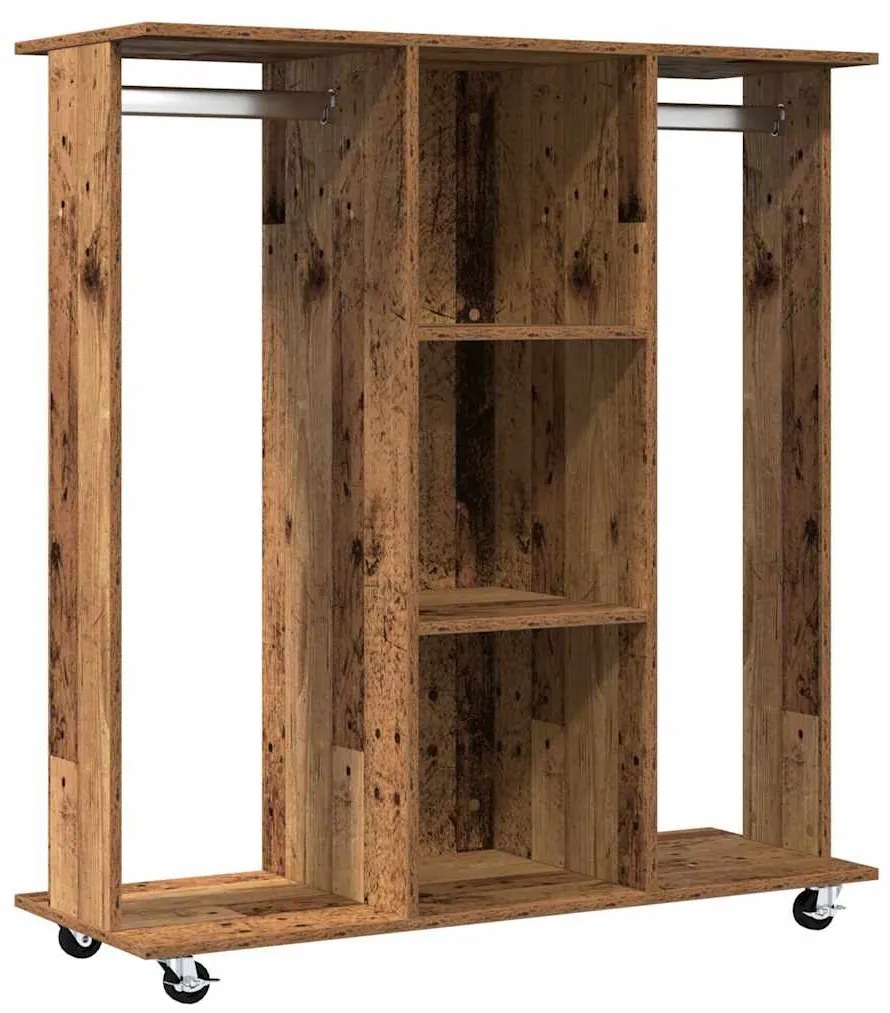 Guarda-roupa com Rodas Madeira Velha 102x38x110 cm Madeira de Engenhar