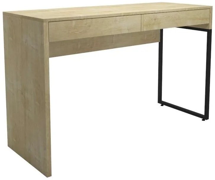 Mesa de estudo DESK, metal preto, MDP mel, 2 gavetas, 120 x 45 cms