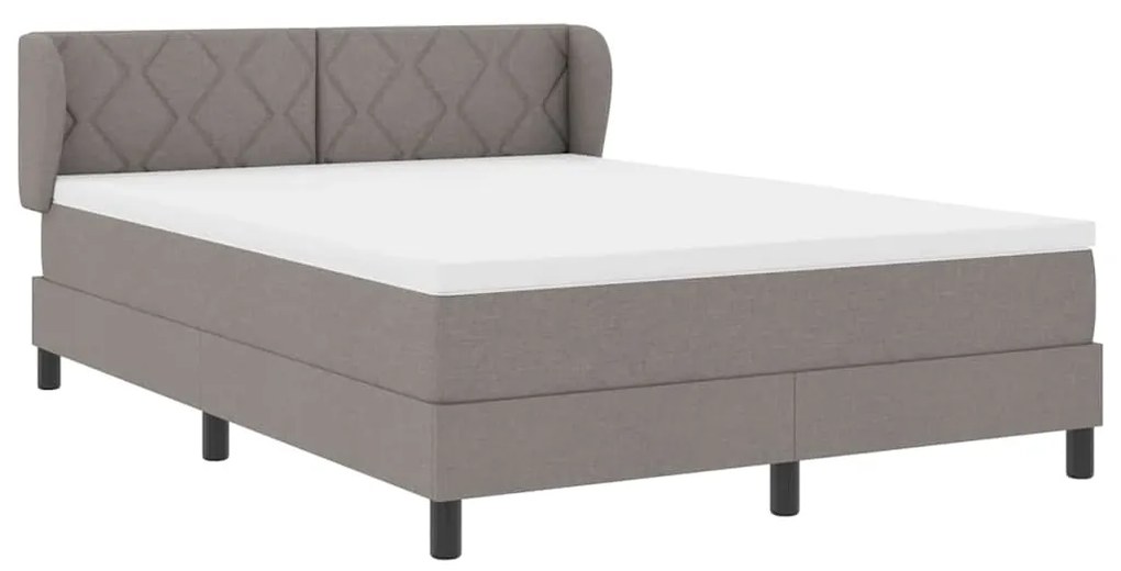 Cama Box Spring com Colchão Taupe 160x200 cm em Tecido