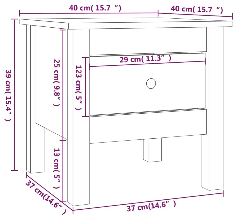 Mesa de apoio 40x40x39 cm pinho Cinza