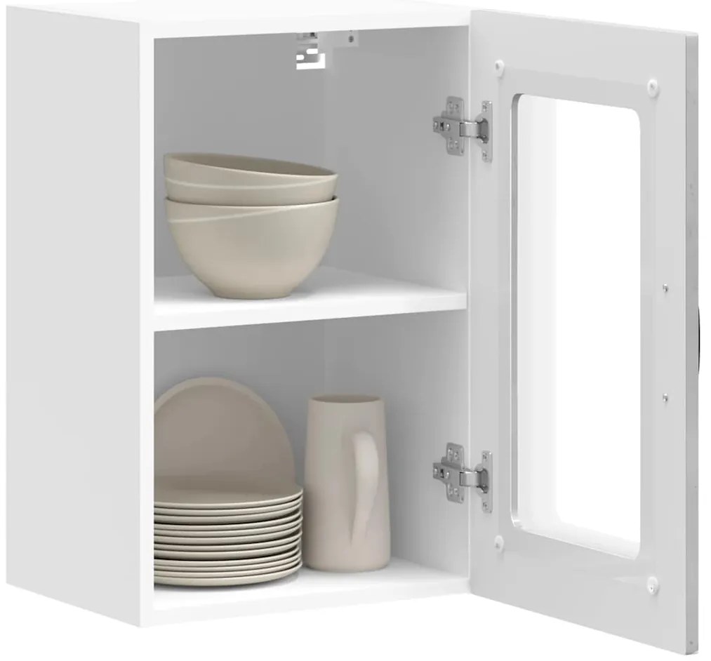 Armário de parede de cozinha porta vidro Kalmar concreto cinza