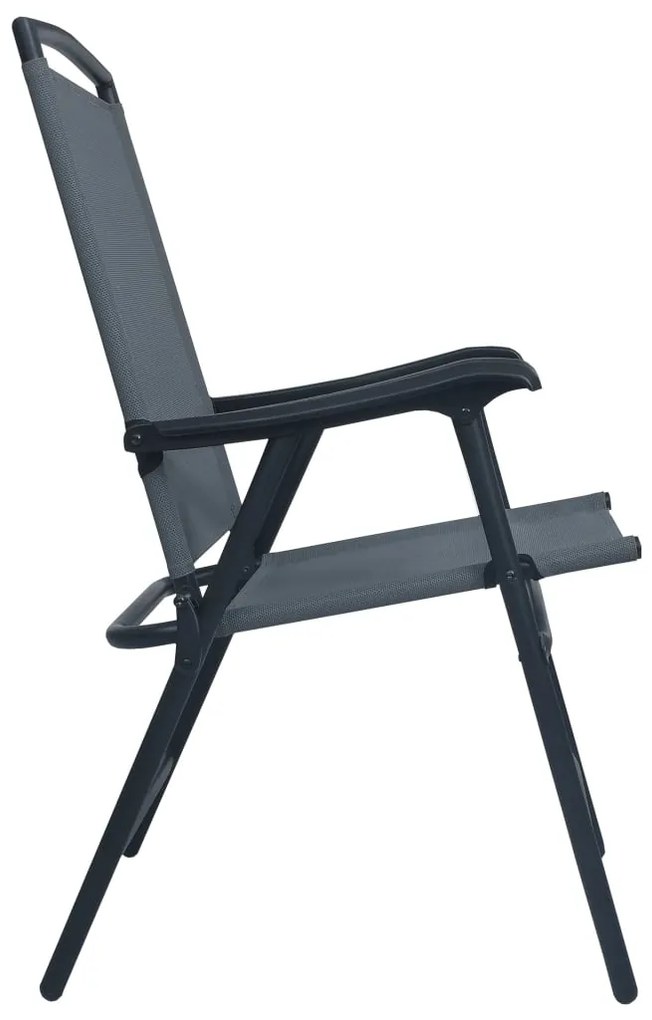 Cadeiras de jardim dobráveis 2 pcs textilene cinzento