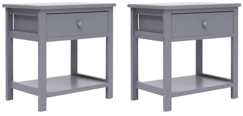Mesas de cabeceira 40x29x42 cm 2 pcs madeira paulownia cinzento