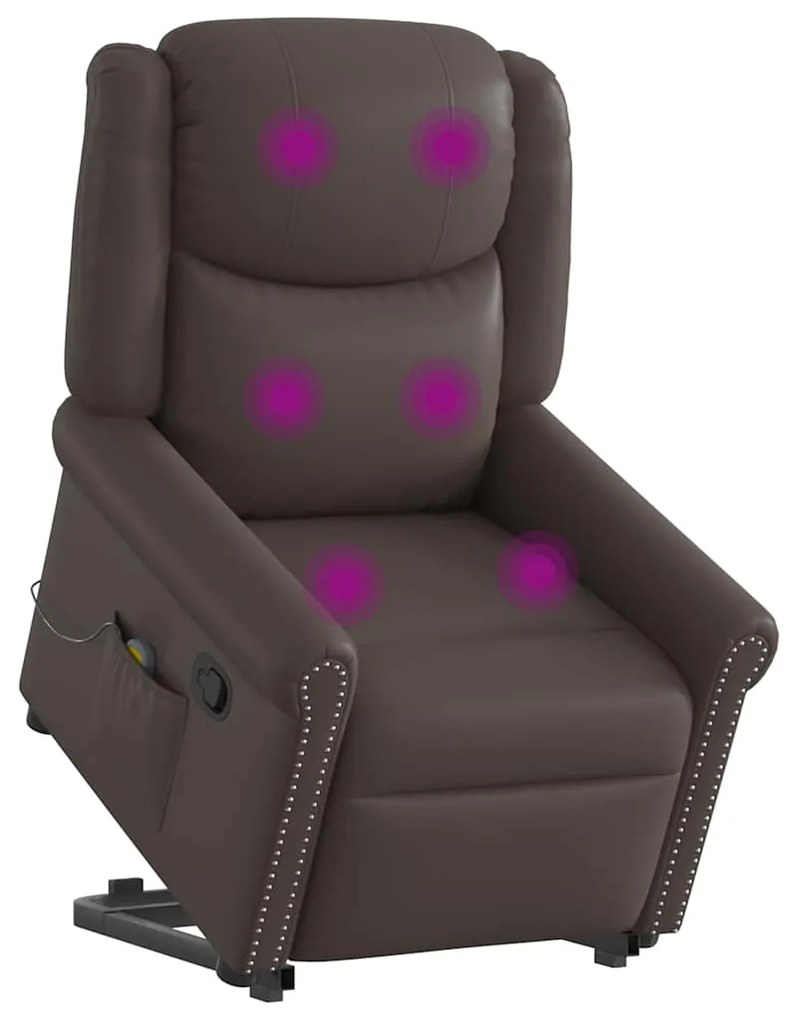 Poltrona massagens reclinável elevatória couro artificial