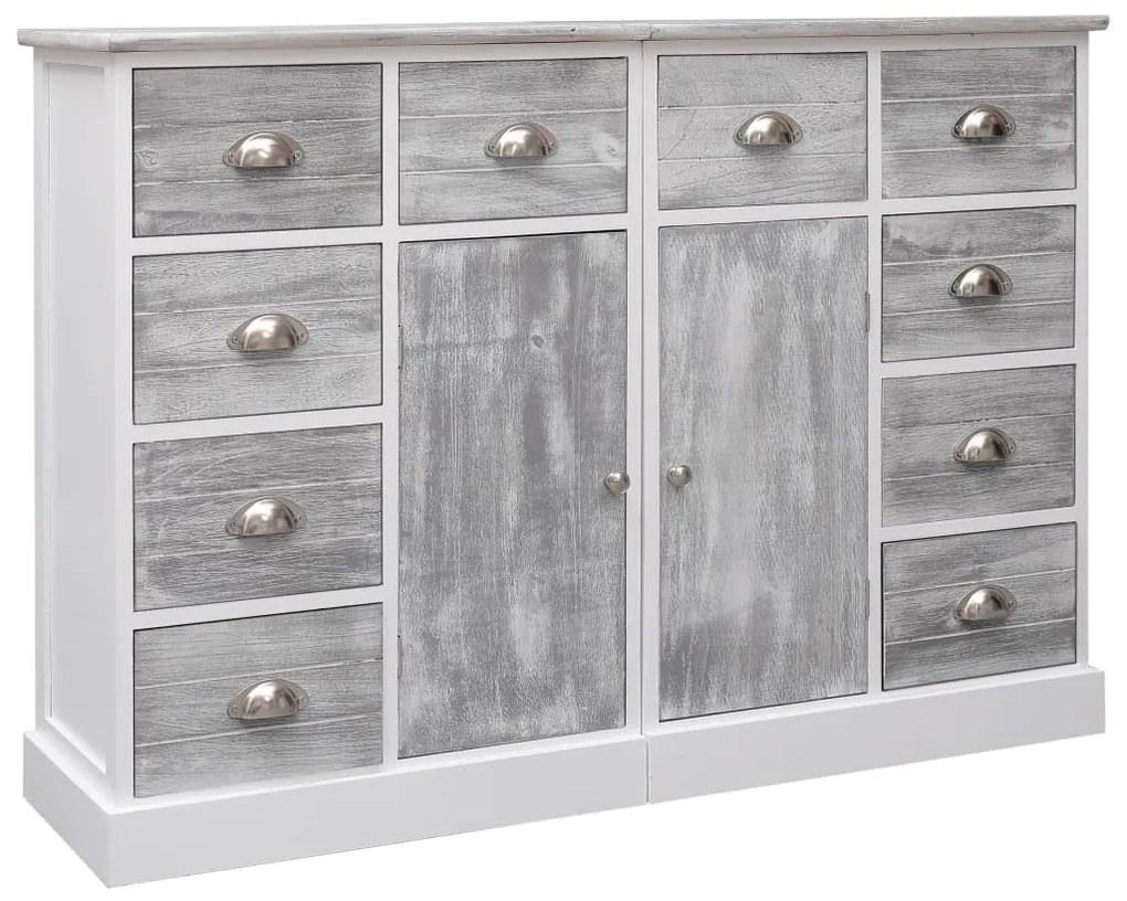 vidaXL Aparador com 10 gavetas 113x30x79 cm madeira cinzento