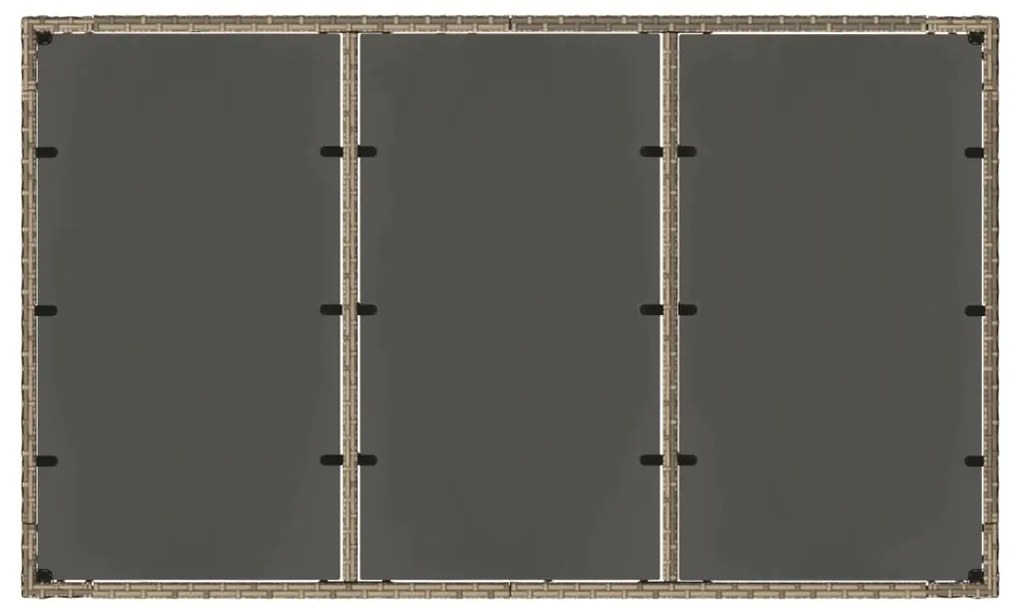 Mesa de jardim com tampo de vidro 150x90x75 cm vime PE cinzento