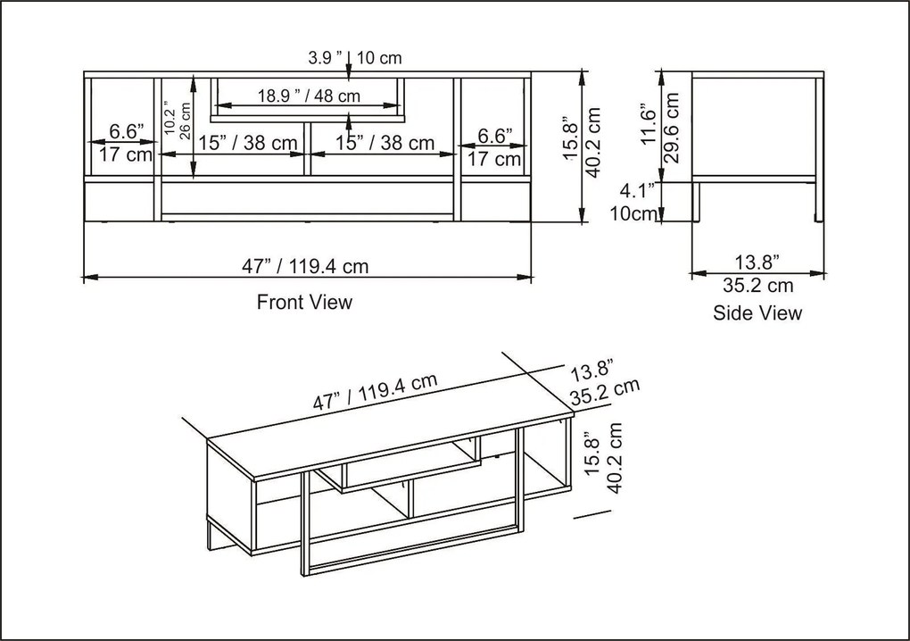 Móvel TV Asal – Branco/Dourado – 120 cm x 35,2 cm x 40,2 cm
