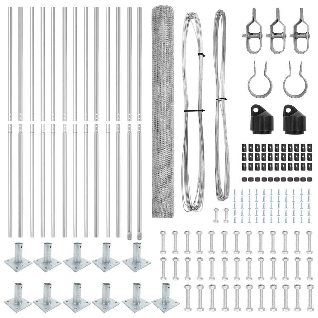 Conjunto de Cercas Conjunto de 2 Aço galvanizado 25 x 1,5 m