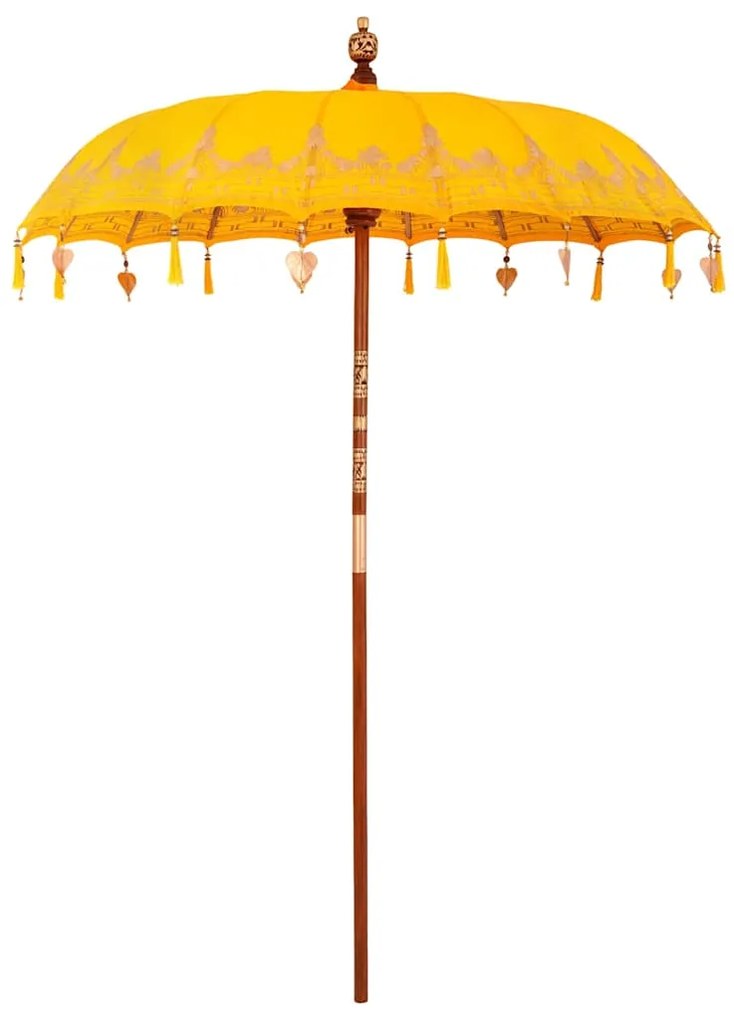 vidaXL Guarda-sol Outros Manual Amarelo x 250 cm Algodão e madeira