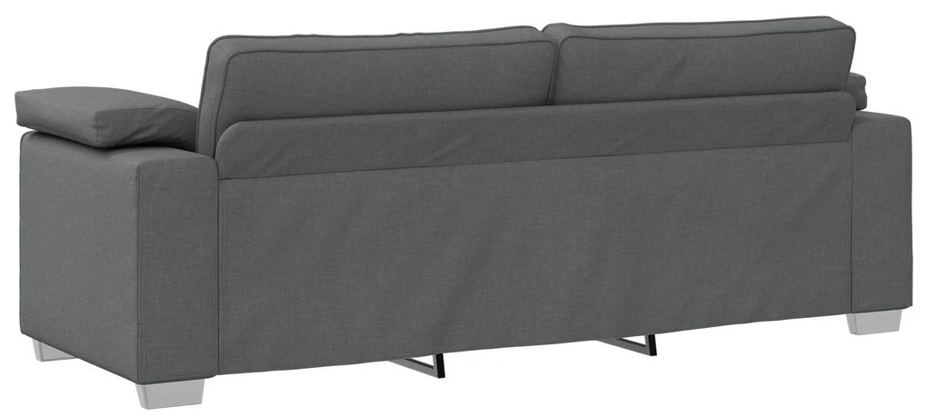 Conjunto de Sofá de 3 Peças com Almofadas em Tecido Cinza Escuro