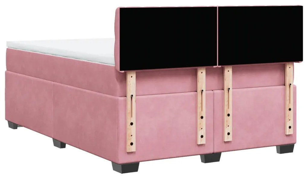 Cama com molas/colchão 160x200 cm veludo rosa