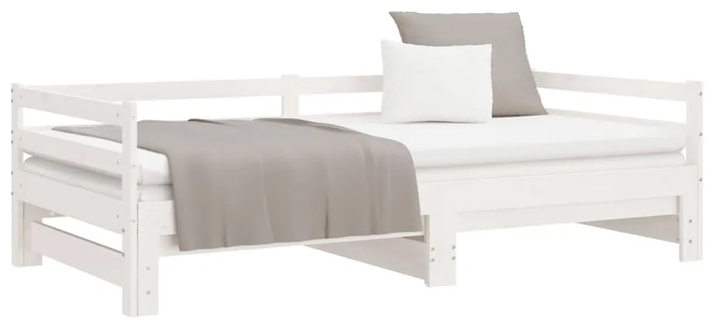 Estrutura sofá-cama de puxar 2x(90x200) cm pinho maciço branco