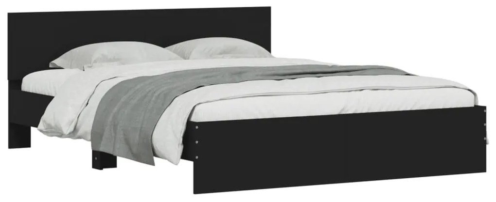 Estrutura de cama com LED sem colchão 150x200 cm preto