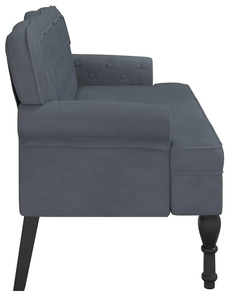 Banco com encosto 119,5x64,5x75 cm veludo cinzento-escuro