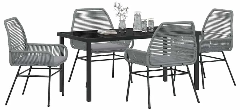 Conjunto de Jantar de Jardim 5 Peças com Almofadas Cinza