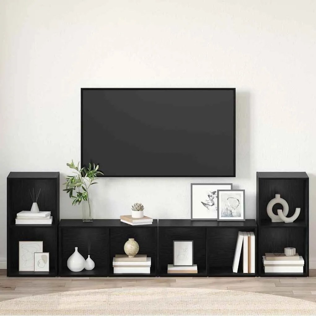 Conjunto de móvel de TV 4 pcs Carvalho Preto 72 x 35 x 36.5 cm