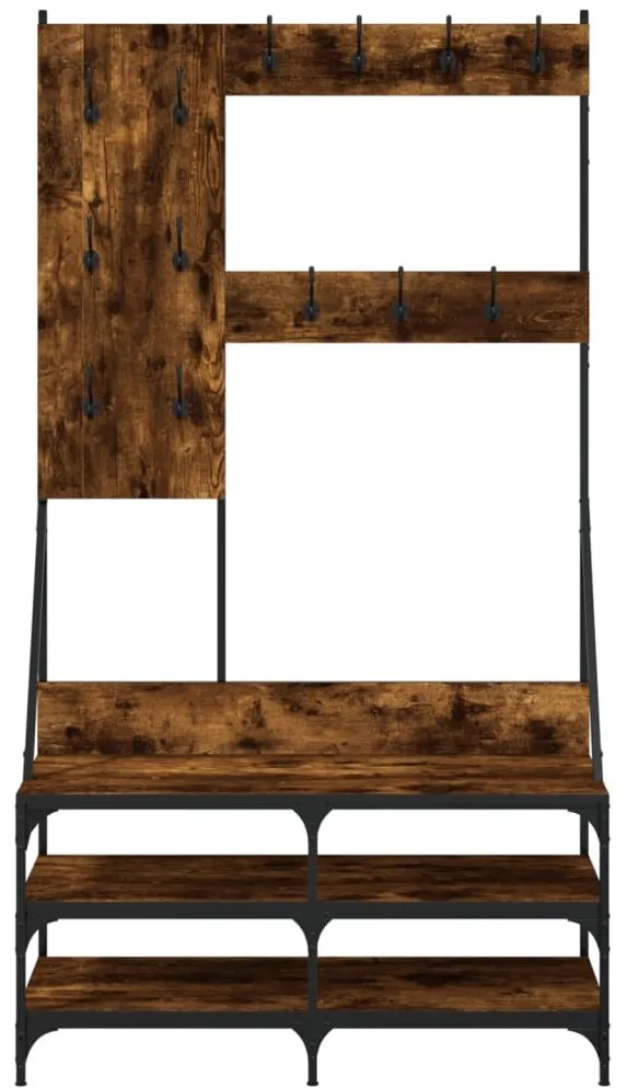 Bengaleiro c/ arrumação de calçado 100x40x184cm carvalho fumado